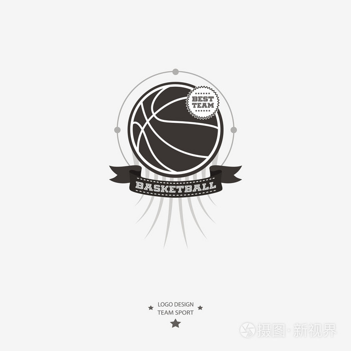 篮球会徽, 标志, 徽章用丝带运动设计