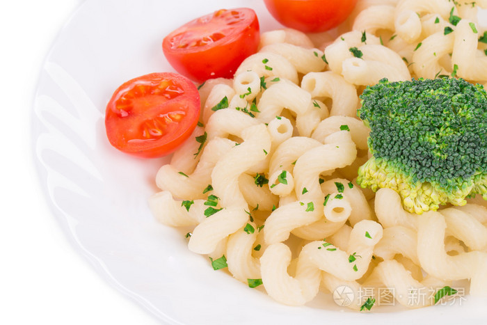 与蔬菜通心粉cavatappi