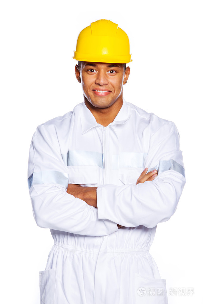 有吸引力的年轻工人的形象