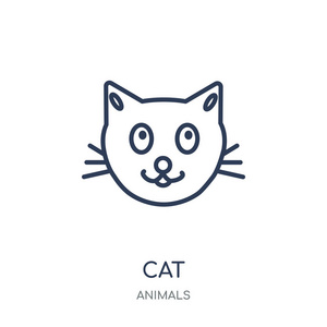猫图标。猫线性符号设计从动物收集。简单的大纲元素向量例证在白色背景