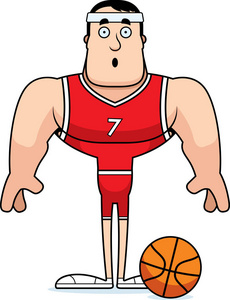 一个卡通篮球运动员看起来很惊讶