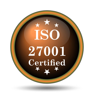 Iso 27001 图标。白色背景上的互联网按钮