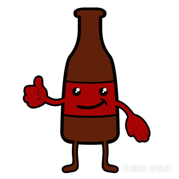 独立啤酒瓶动画片字符