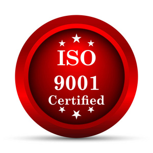 Iso9001 图标。白色背景上的互联网按钮