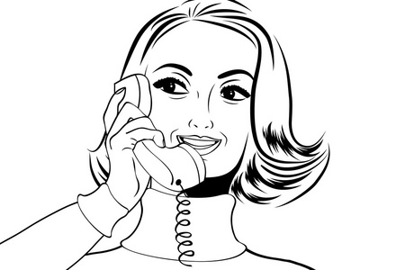 波普艺术复古通电话的漫画风格的女人