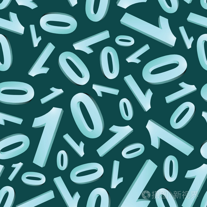 一个和零的二进制数字3d模式eps10