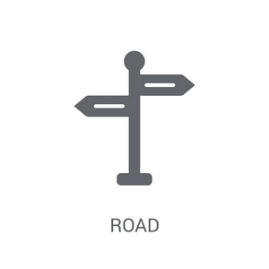 路标图标。时尚路标标志标志概念在白色背景从交通标志汇集。适用于 web 应用移动应用和打印媒体