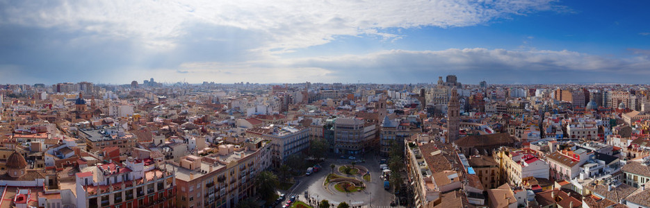 全景视图的旧镇的 Valencia，西班牙