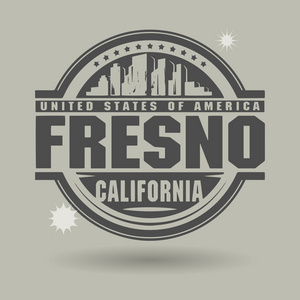 邮票或带有文本弗雷斯诺，加利福尼亚州内的标签