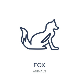 狐狸图标。狐狸线性符号设计从动物收藏。简单的大纲元素向量例证在白色背景