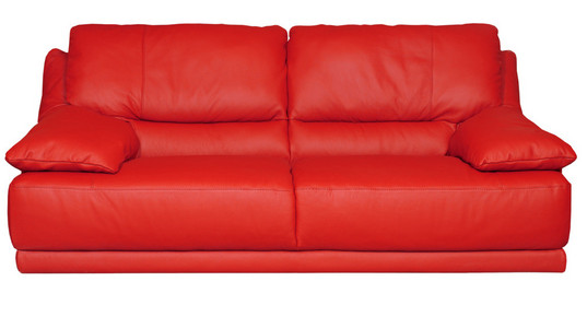 在白色背景的现代红色真皮沙发的形象