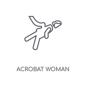 acrobat 女人线性图标。阿格罗巴女人概念笔画符号设计。薄的图形元素向量例证, 在白色背景上的轮廓样式, eps 10