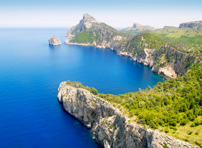 formentor 海角到 pollensa 空中海景在马略卡岛