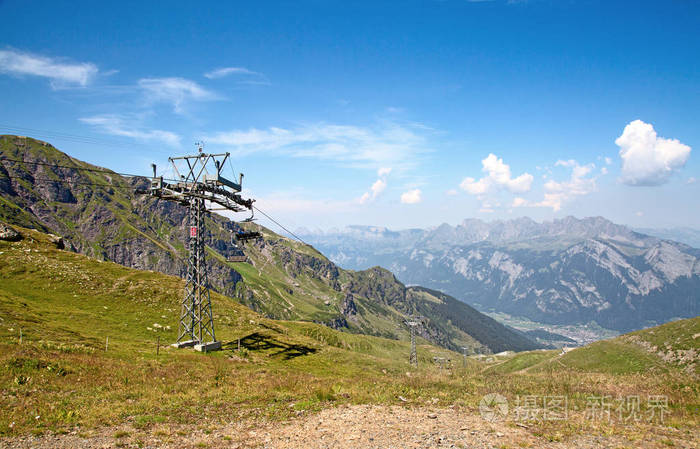 夏天风景在 Pizol 区域, 瑞士阿尔卑斯