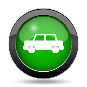 汽车图标, 绿色网站按钮白色背景