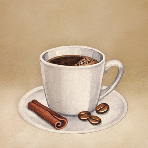 咖啡杯子的水彩插图