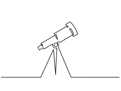 连续一行绘图。学校望远镜图标