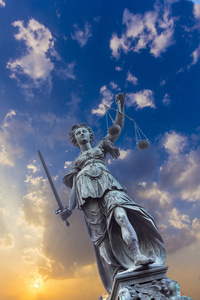 Justitia，一座纪念碑在法兰克福，德国