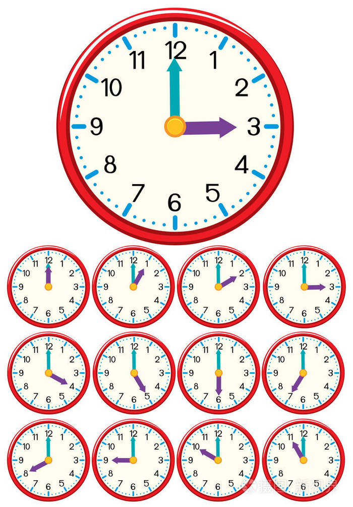 3点15分的钟表示意图图片