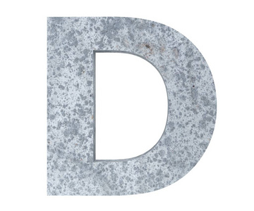 混凝土首都字母 d 隔离在白色背景。3d 渲染插图