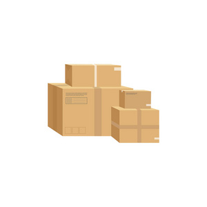 物流和交付图标服务被隔离在白色背景 包, 盒子, 包裹。邮政服务创意设计。矢量平图