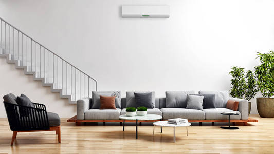 大型豪华现代明亮的室内空调插图3d 渲染计算机生成的图像不是照片而不是私人财产