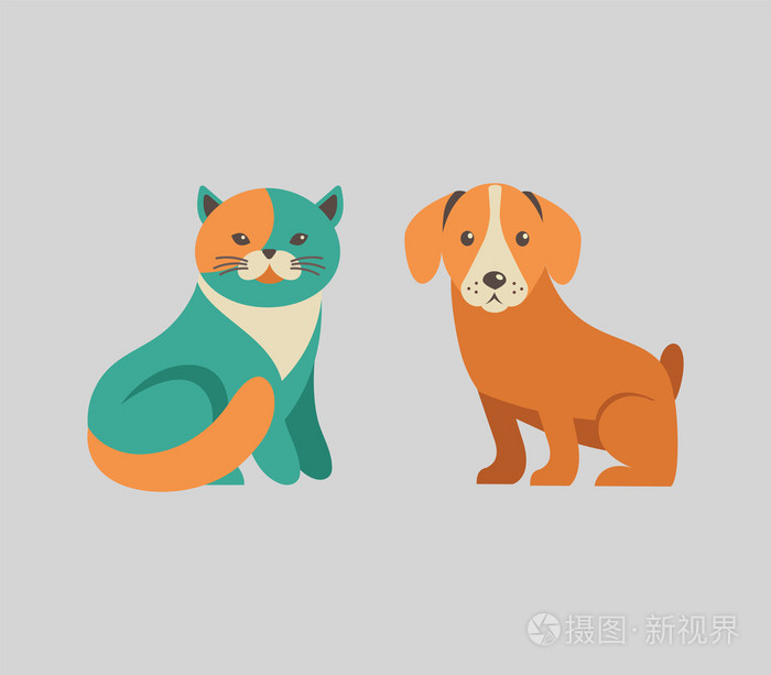 猫和狗矢量图标和插图的集合插画-正版商用图片0a4891-摄图新视界