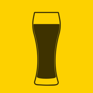 玻璃啤酒图标。符号模板徽标。孤立向量插图