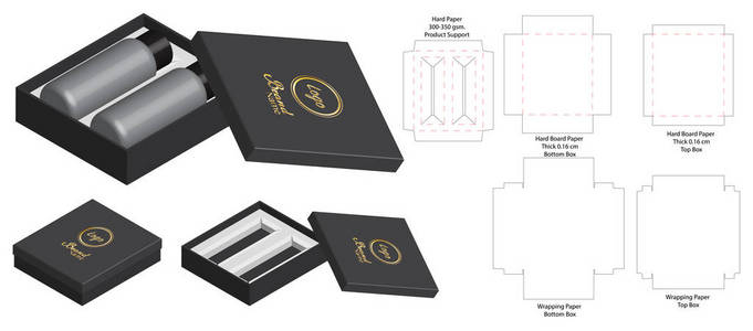 硬盒包装模切模板3d 样机