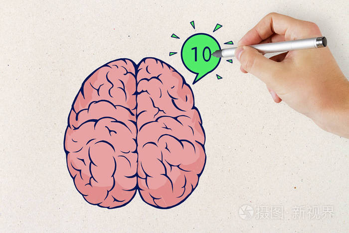 手绘创意多彩的大脑素描与信息的具体背景人工智能与通信概念