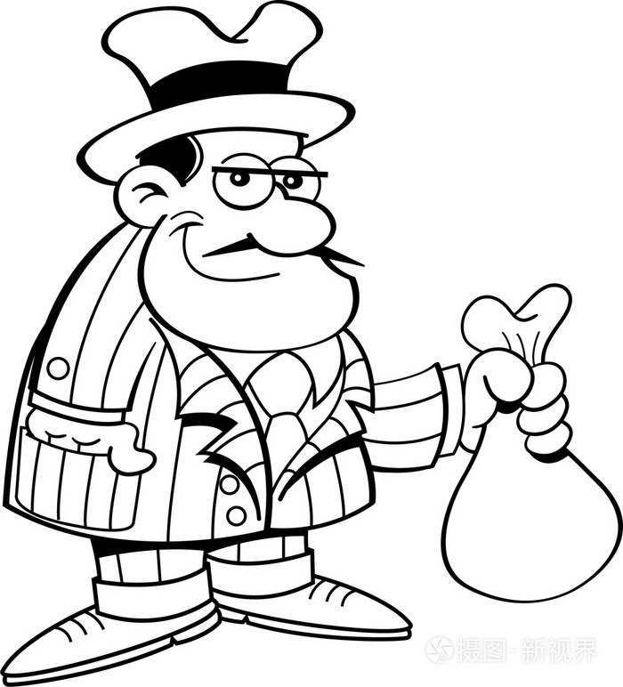 卡通歹徒拿着一袋插画-正版商用图片0a4eto-摄图新视界