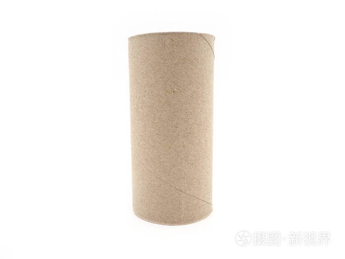 纸巾纸卷芯.在白色背景查出的厕纸上的空卷