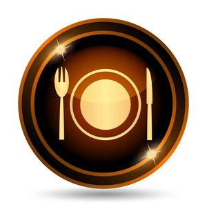 餐厅图标。白色背景上的互联网按钮