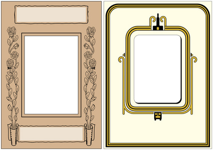 两个老式照片帧