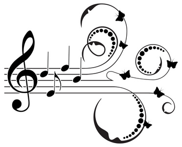 高音谱号与花卉装饰照片