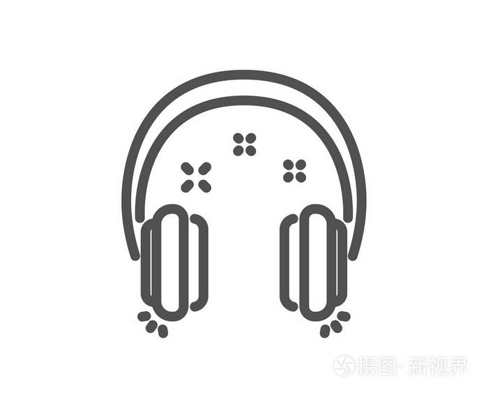 耳机线图标。音乐听牌。音乐耳机符号。质量设计元素。经典风格的耳机。可编辑笔画。向量