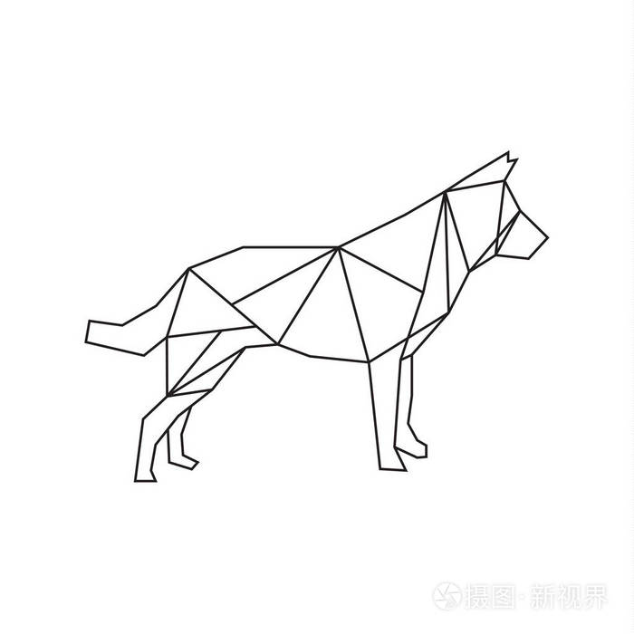 动物头部的矢量多边形三角形图解折纸风格轮廓几何狼eps
