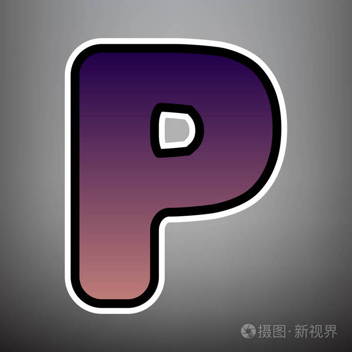 字母p 符号设计模板元素.向量.紫罗兰色梯度 i