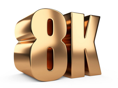 8k 高清信号.最高清晰度电视分辨率.白色背景的3d 插图照片