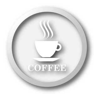 咖啡杯图标。白色背景上的互联网按钮