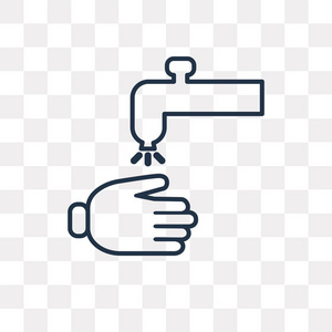 手洗矢量轮廓图标隔离在透明背景上, 高品质线性洗手透明度概念可以使用网络和移动