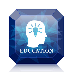教育图标, 蓝色网站按钮白色背景
