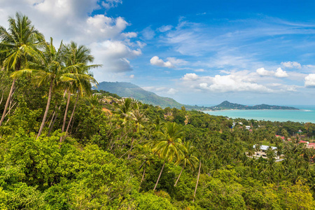 泰国苏梅岛岛全景鸟瞰图夏季