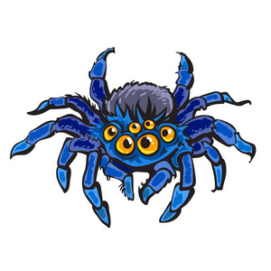 巨型狼蛛卡通巨型蜘蛛.万圣节的性格.手绘矢量图照片