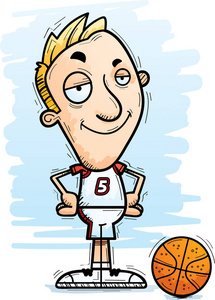 一个男子篮球运动员看起来自信的卡通插图
