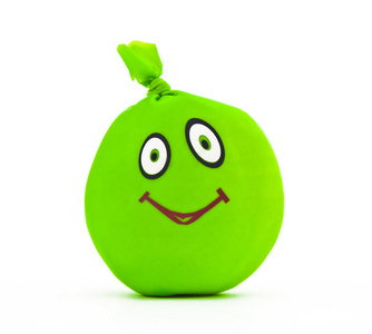 玩具形式的绿色的笑容