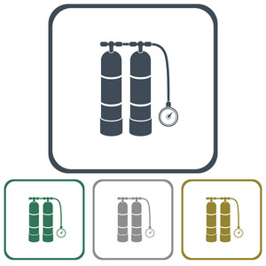 水肺潜水矢量图。潜水设备矢量符号。游泳水中呼吸氧气