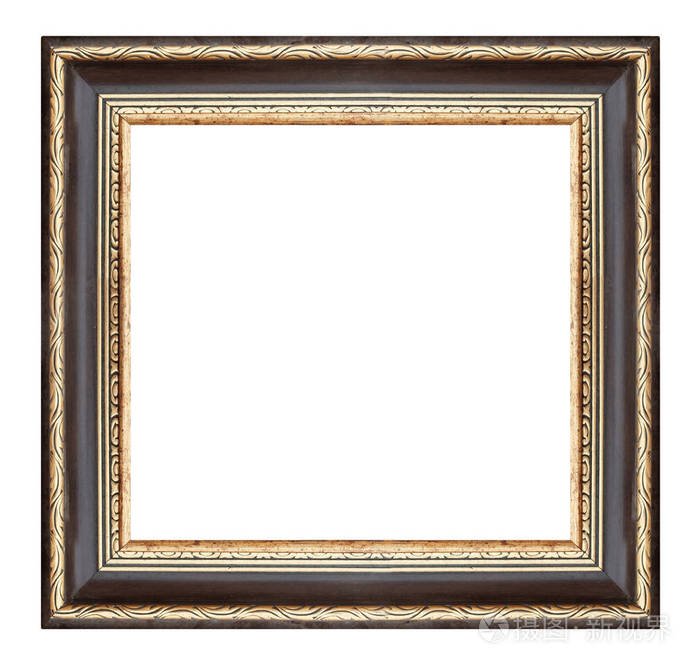 棕色和金色正方形框架在白色背景隔绝