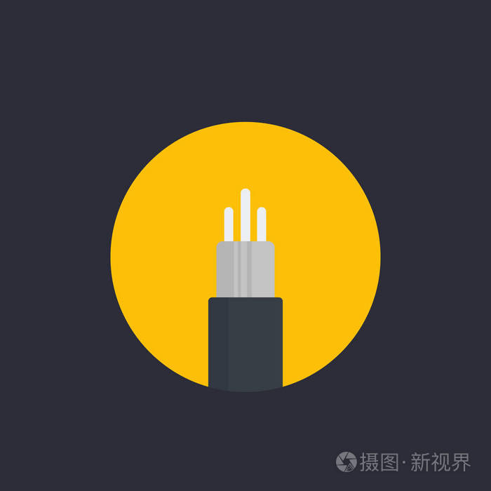 平面式光纤电缆矢量图标插画-正版商用图片0a5fd1-摄图新视界