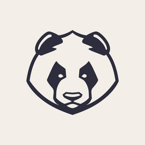 熊猫吉祥物向量艺术.熊猫熊的正面对称图像看起来很危险.